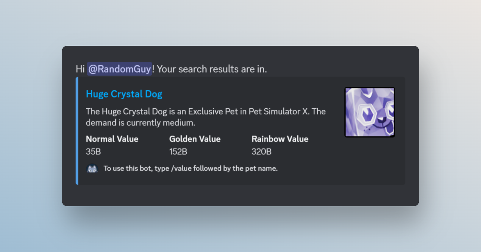 New Exclusive Pet Value Channel To Big Games Discord!