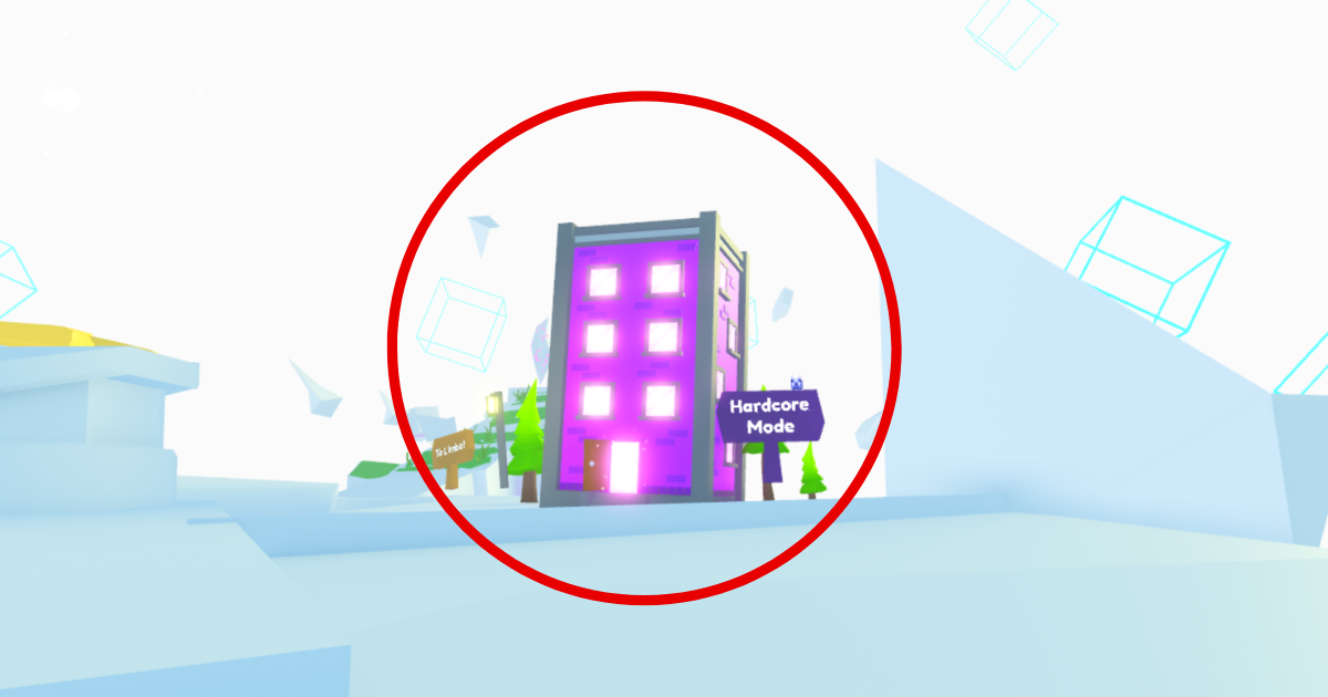 Purple building with entrance to Hardcore Mode